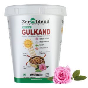 Zeroblend Gulkand – 100% CHAITRI ROSES, DHAAGA MISHRI, CARDAMOM, & PRAWAL PISHTI (No Processed Sugar or Preservatives) – 1KG