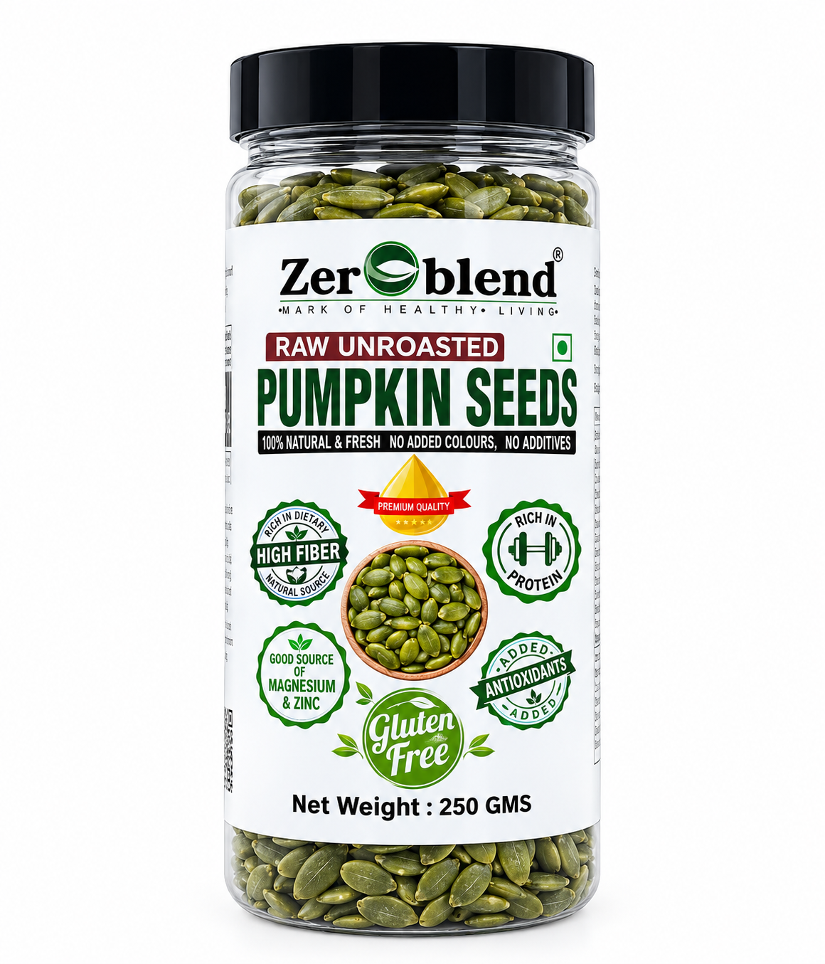 Zeroblend AAA Jumbo Pumpkin Seeds 500g (250g x 2 Pack) | Raw & Natural